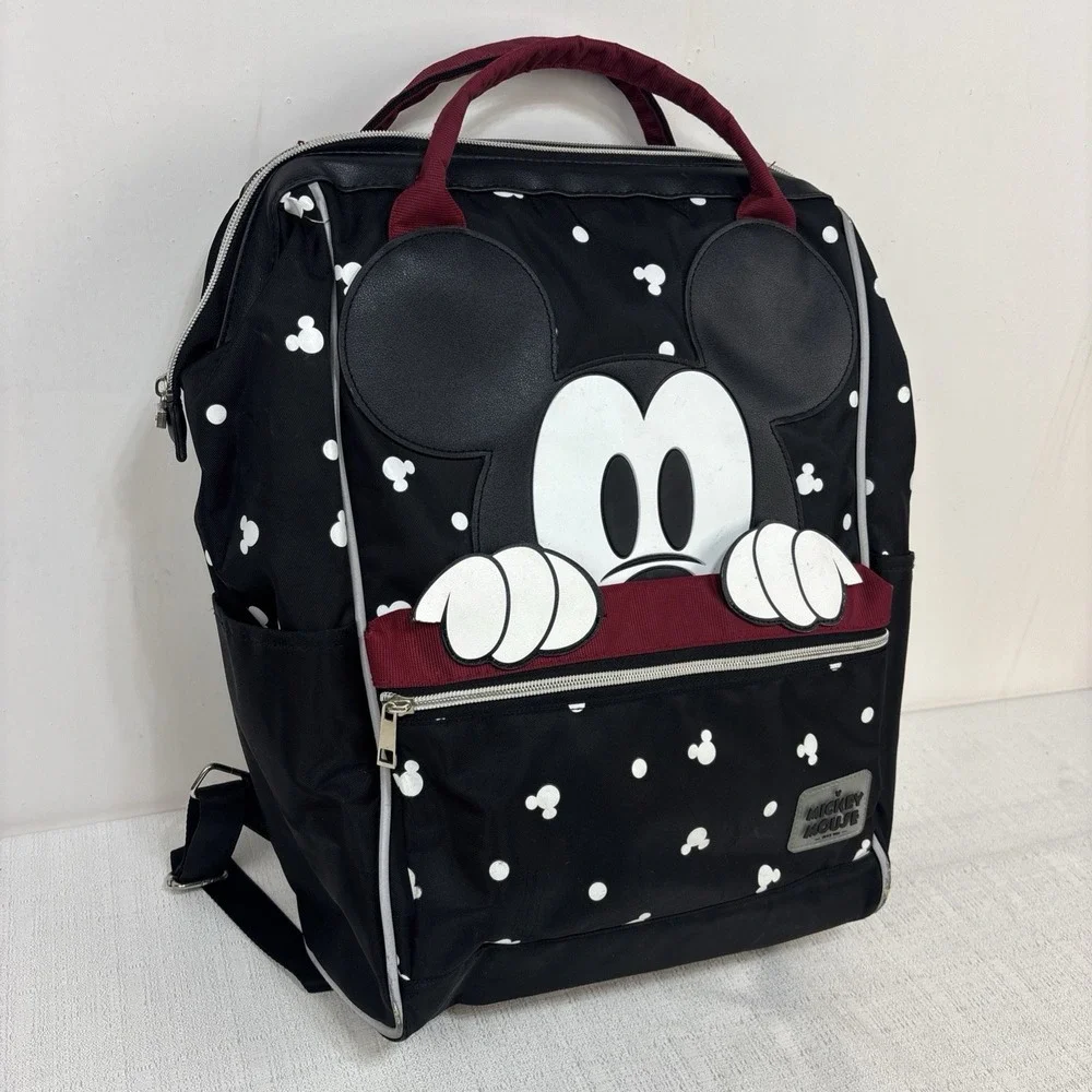 DISNEY Bioworld Large Mickey Mouse Big Face Peek-a-Boo Backpack Pockets Embossed